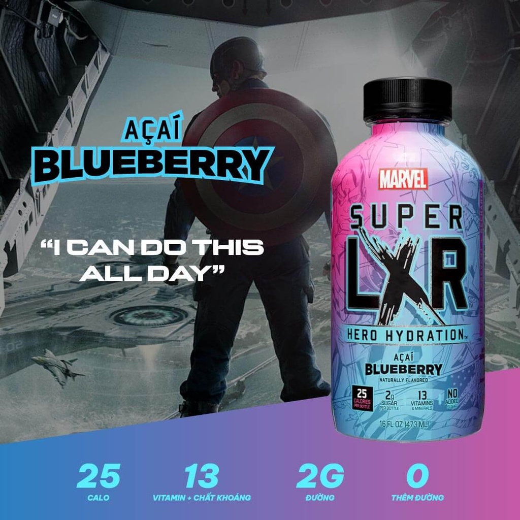 Açaí Blueberry Captain America LXR Hydration Drink (16 fl oz)