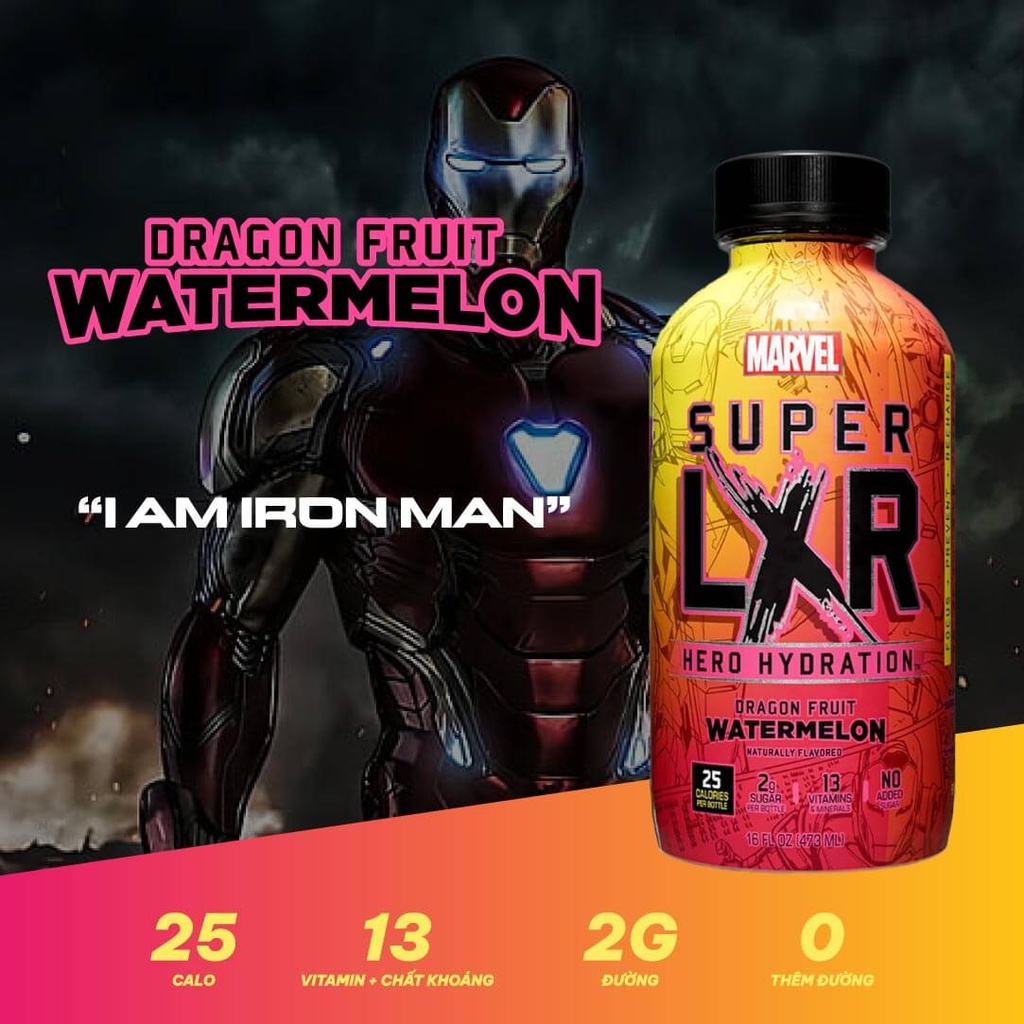 Dragon Fruit Watermelon Iron Man LXR Hydration Drink (16 fl oz)