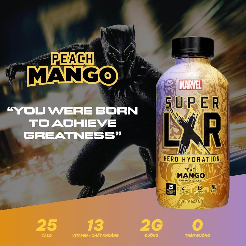 Peach Mango Black Panther LXR Hydration Drink (16 fl oz)