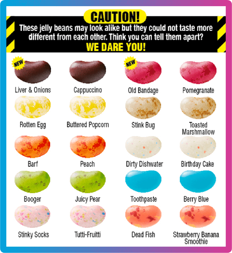 BeanBoozled 6th Edition Flavors