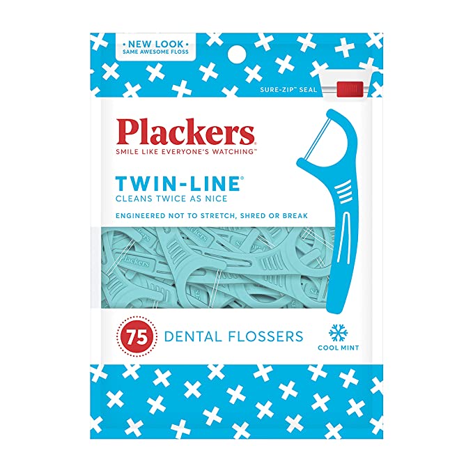 Plackers Twin-Line Dental Flossers (75 counts/pack)