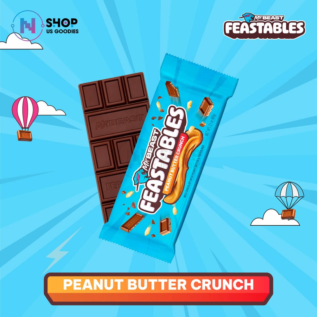 [USA] Feastables MrBeast Peanut Butter Crunch Milk Chocolate Bar (2.1oz)