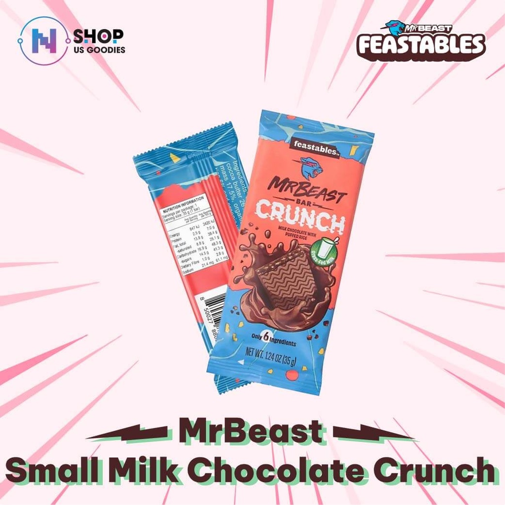 [International] Feastables MrBeast Small Milk Crunch Chocolate Bar (1.23oz)