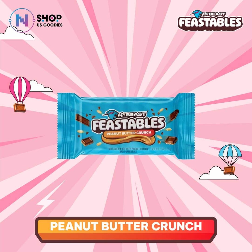 [Mỹ] Feastables MrBeast Chocolate Bơ Đậu Phộng Cốm Gạo (35g)