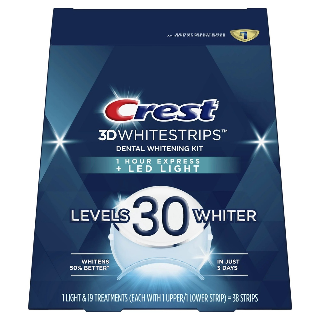 Bộ dán trắng răng (+ đèn LED) Crest 3DWhitestrips 1 Hour Express