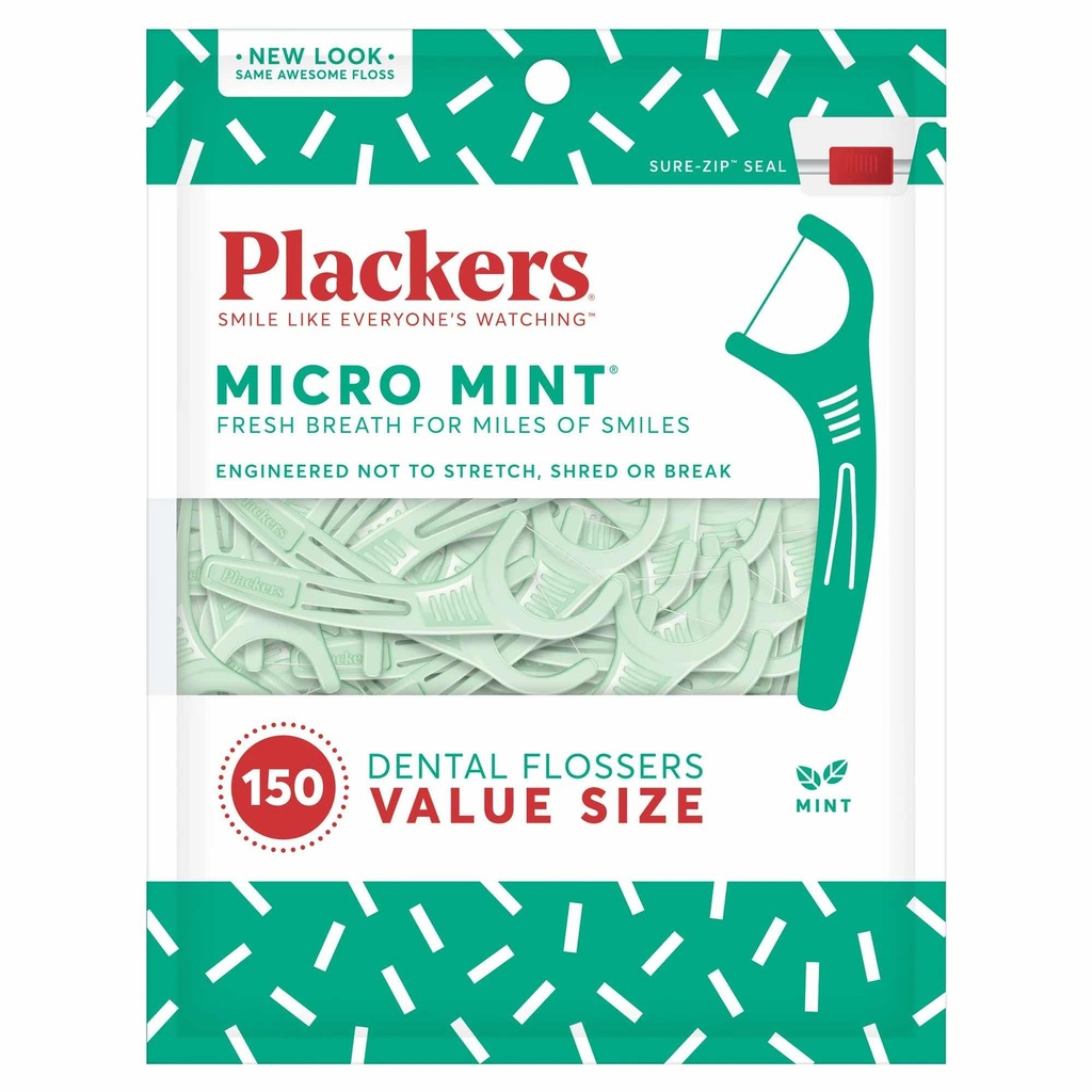 Plackers Micro Mint Dental Flosser (150 counts/pack)