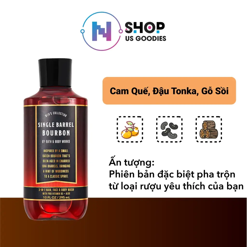 Dầu gội, rửa mặt & tắm 3 trong 1 Single Barrel Bourbon